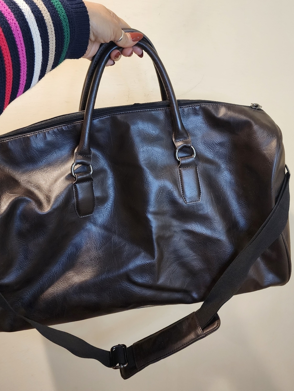 KENNETH COLE Classic Men's Faux Leather Weekender Bag - Dark Brown